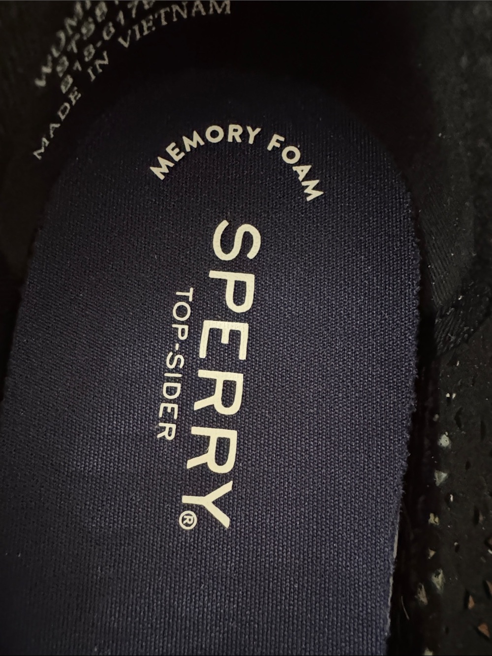 Sperry Black Perforated Slip-On Sneakers with White Sole___new in box. - Picture 2 of 7